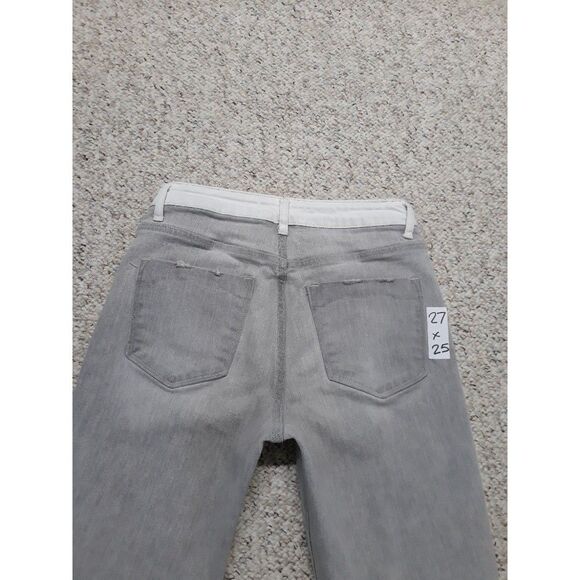 Flying Monkey High Rise Crop Skinny Two-Tone Raw Hem Distressed 27 - Picture 4 of 7